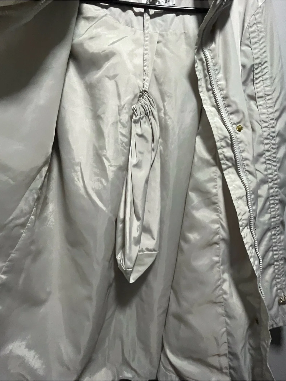 Via Spiga Cream Hooded Trench Coat